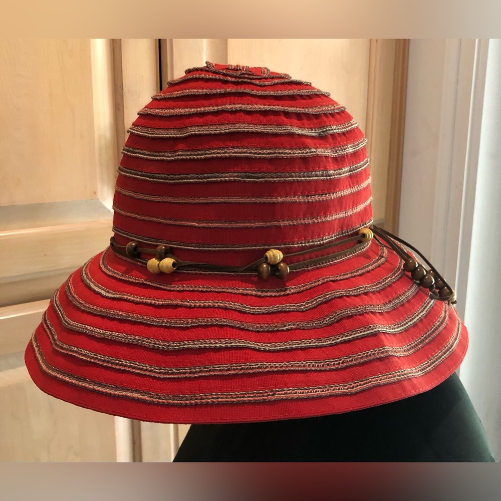 Wallaroo Red Striped Packable 50 Spf Sun Hat - image 2